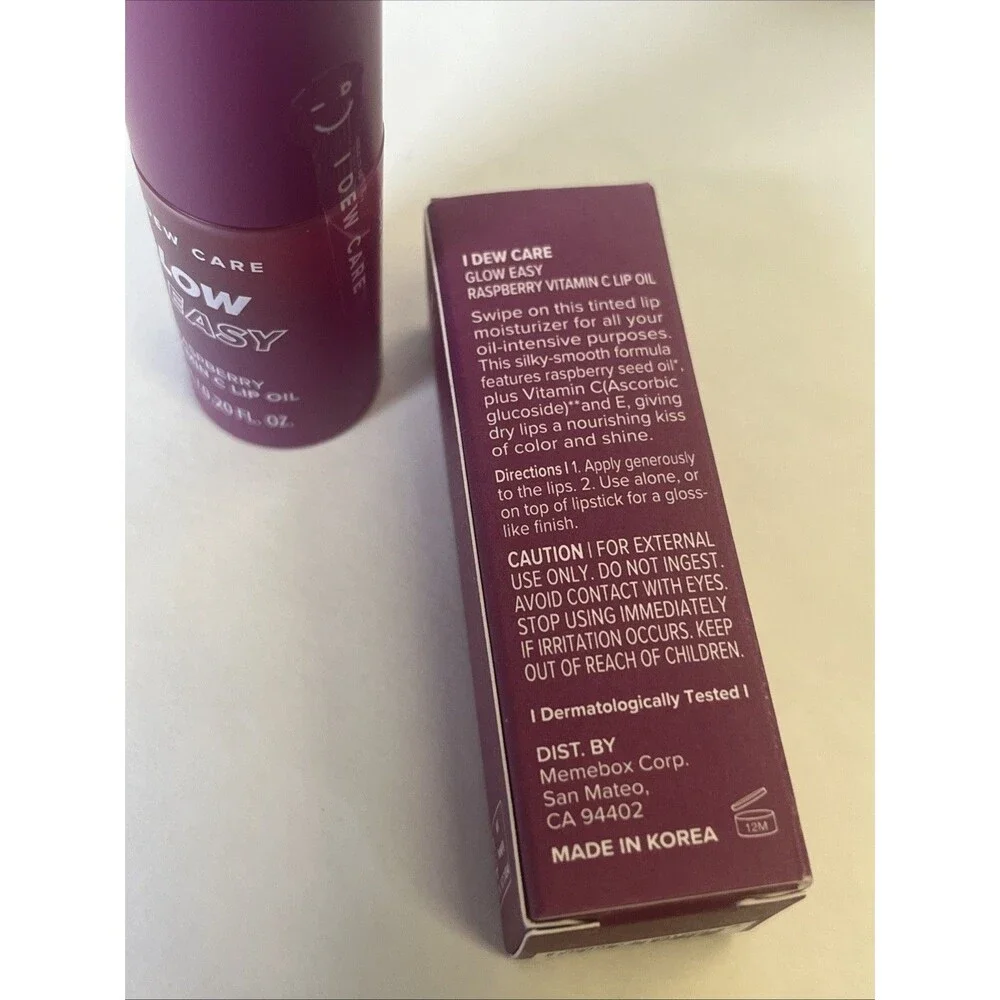 I Dew Care Glow Easy Raspberry Vitamin C Lip Oil Tinted Gloss NIB